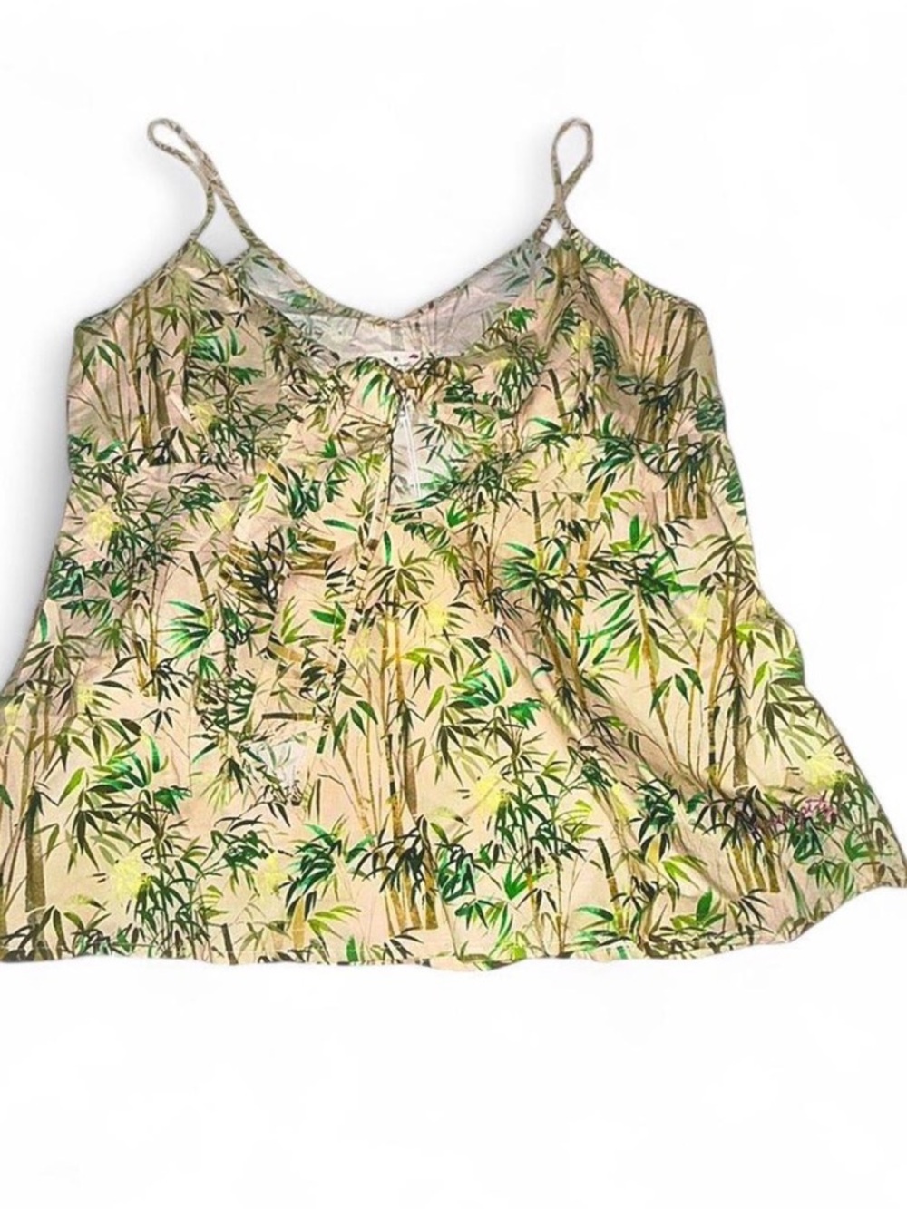 The Lazy Poet Beige Botanical Print Spaghetti Strap Camisole. Size Small.